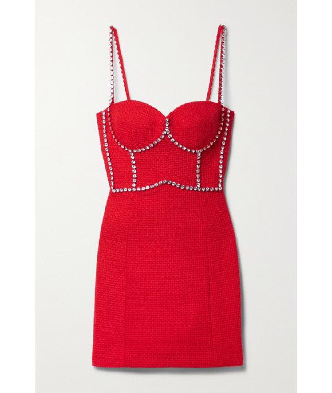 AREA Красное твидовое коктейльное платье, фото 7