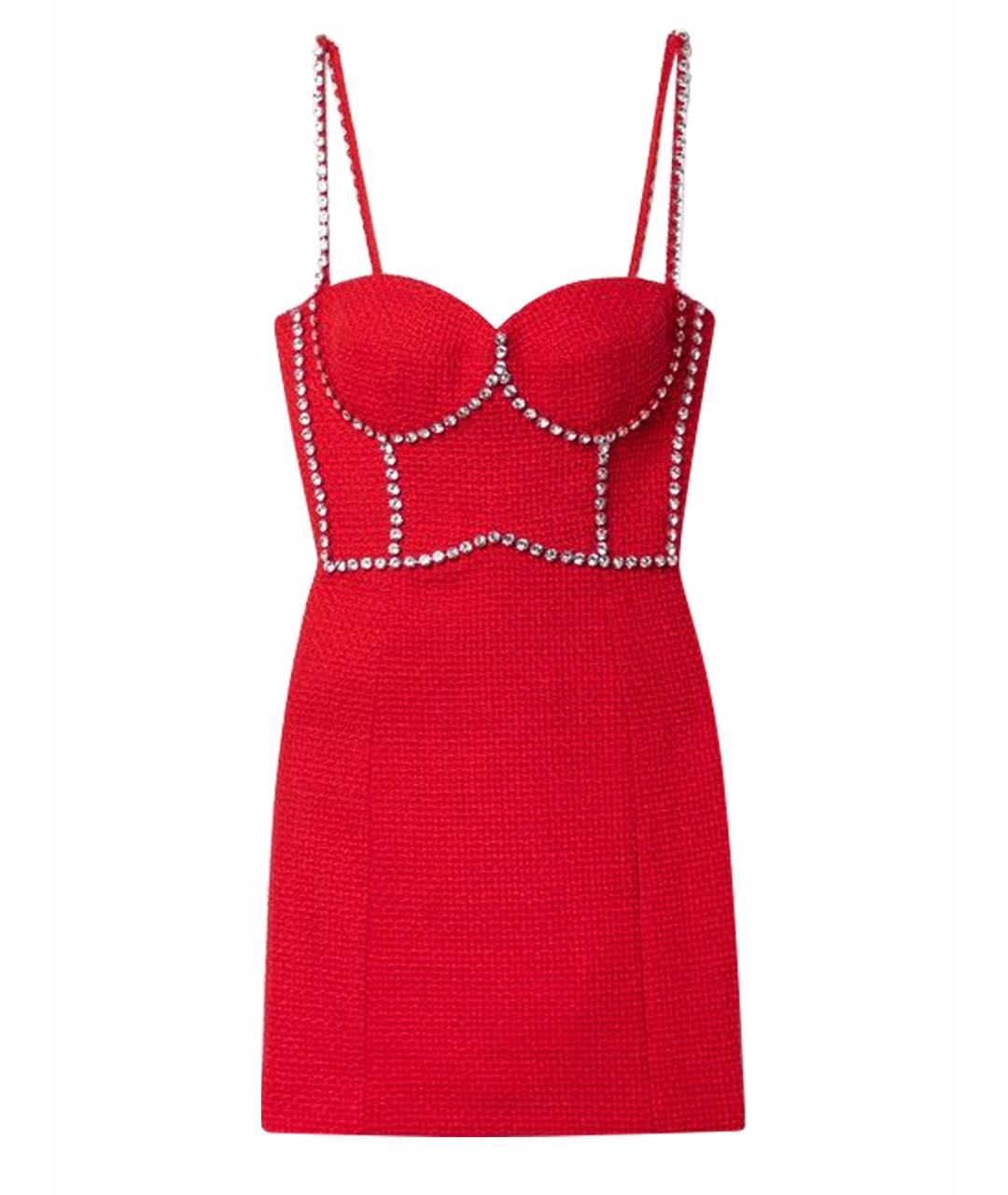 AREA Красное твидовое коктейльное платье, фото 1