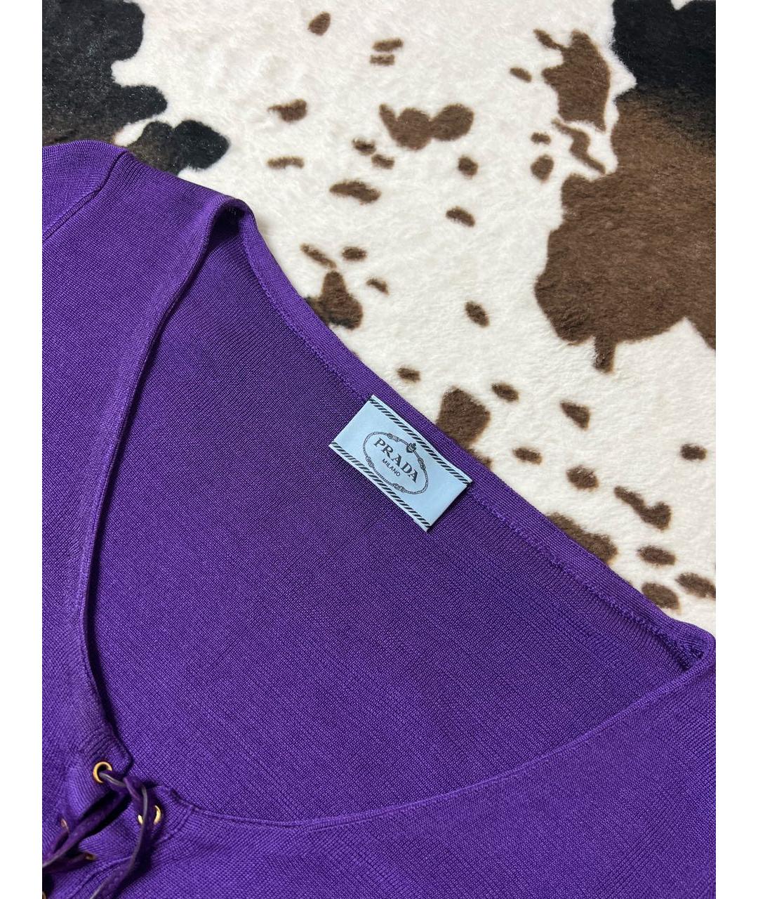 PRADA Фиолетовая шелковая футболка, фото 4
