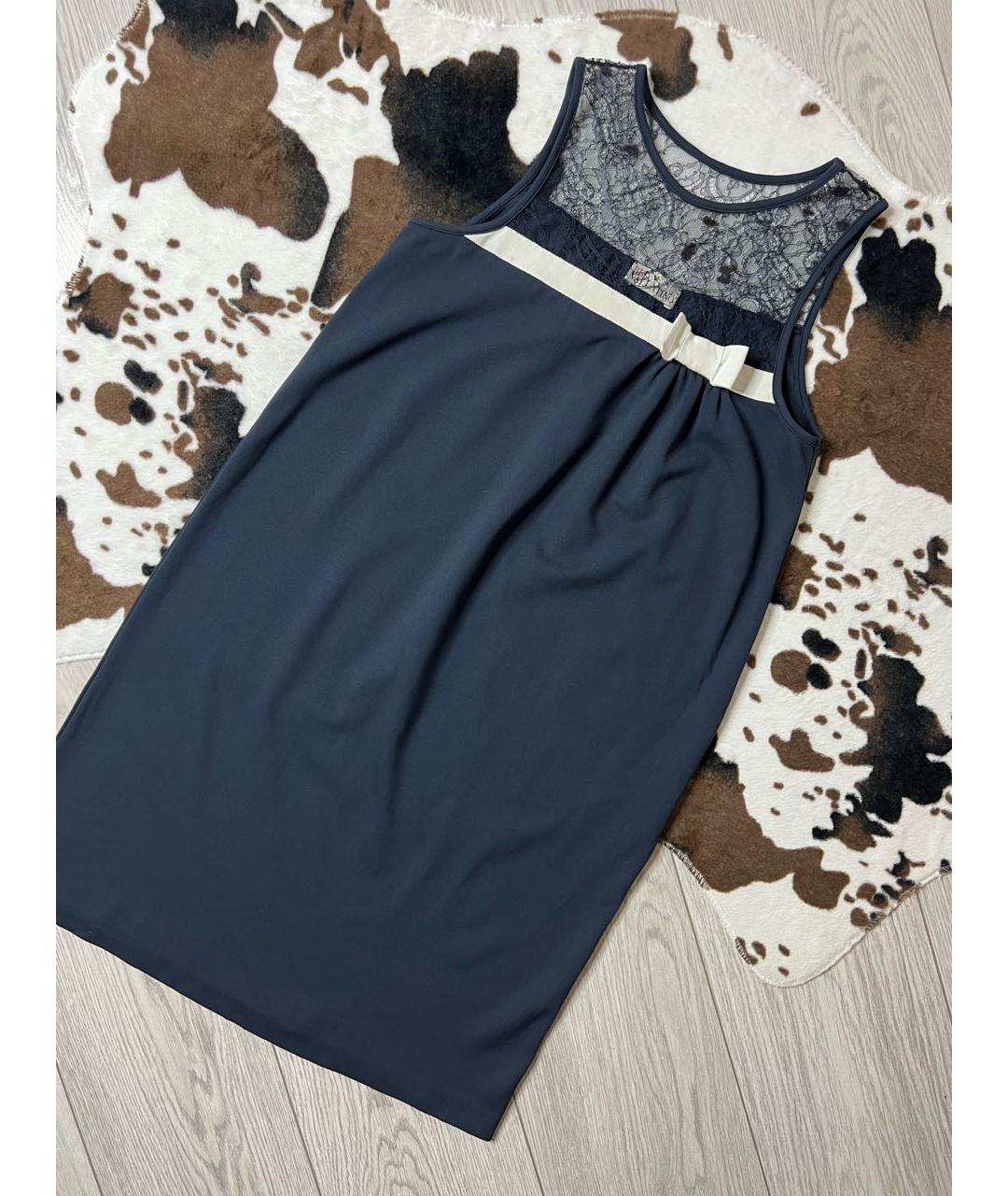 RED VALENTINO Темно-синее вискозное платье, фото 2
