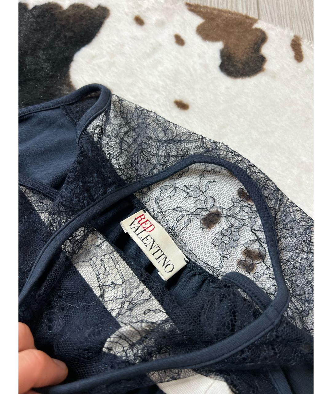 RED VALENTINO Темно-синее вискозное платье, фото 4