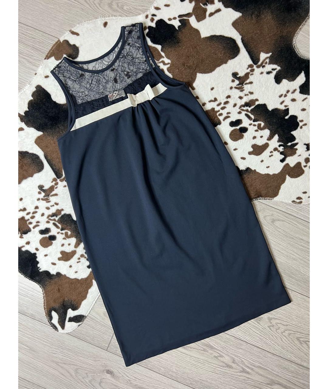 RED VALENTINO Темно-синее вискозное платье, фото 8