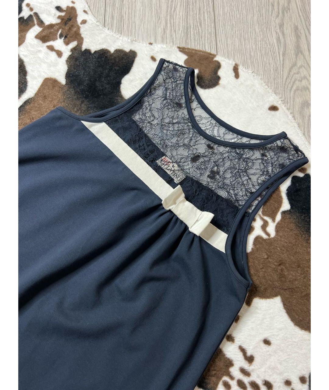 RED VALENTINO Темно-синее вискозное платье, фото 3