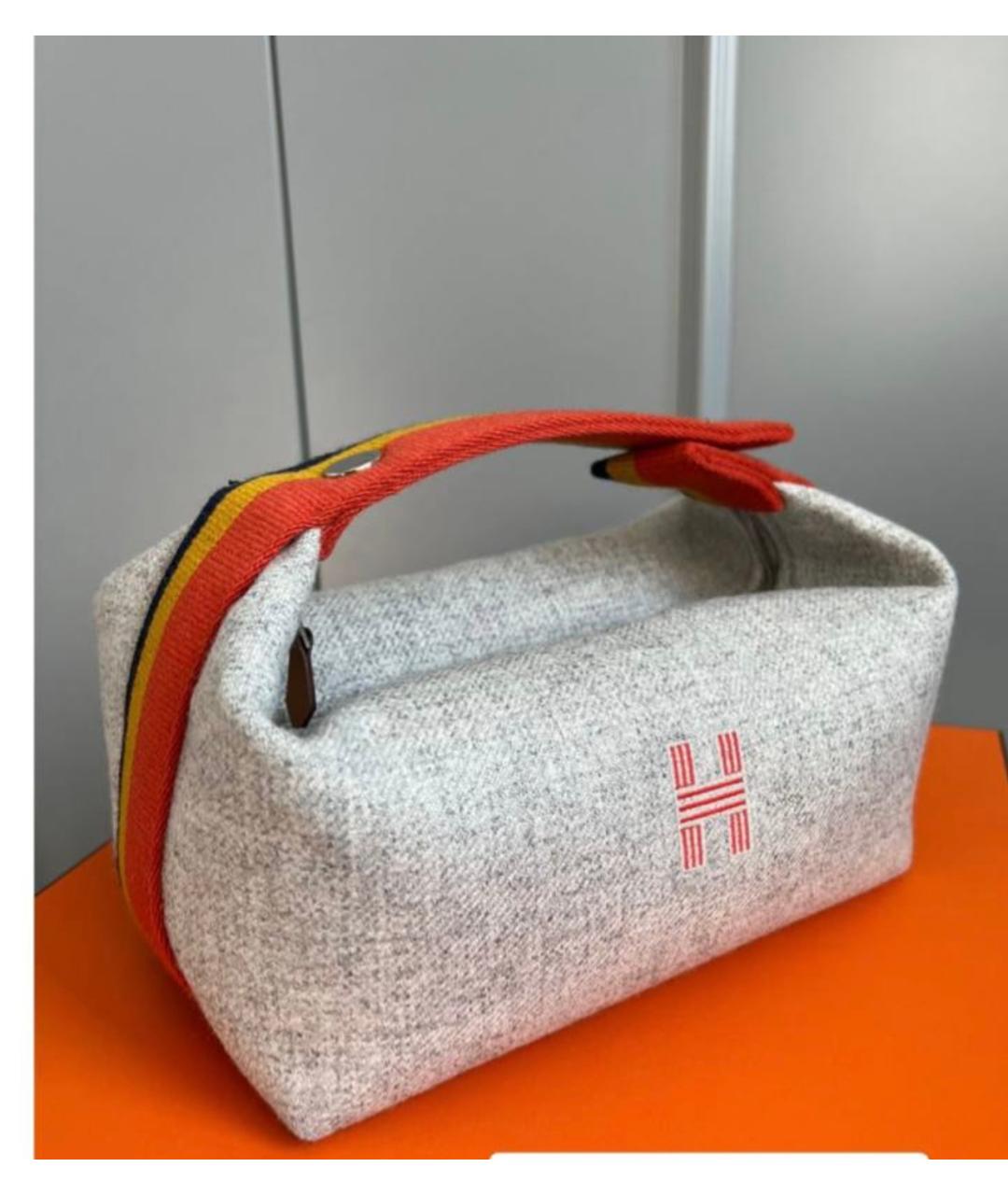 HERMES Серая шерстяная косметичка, фото 3
