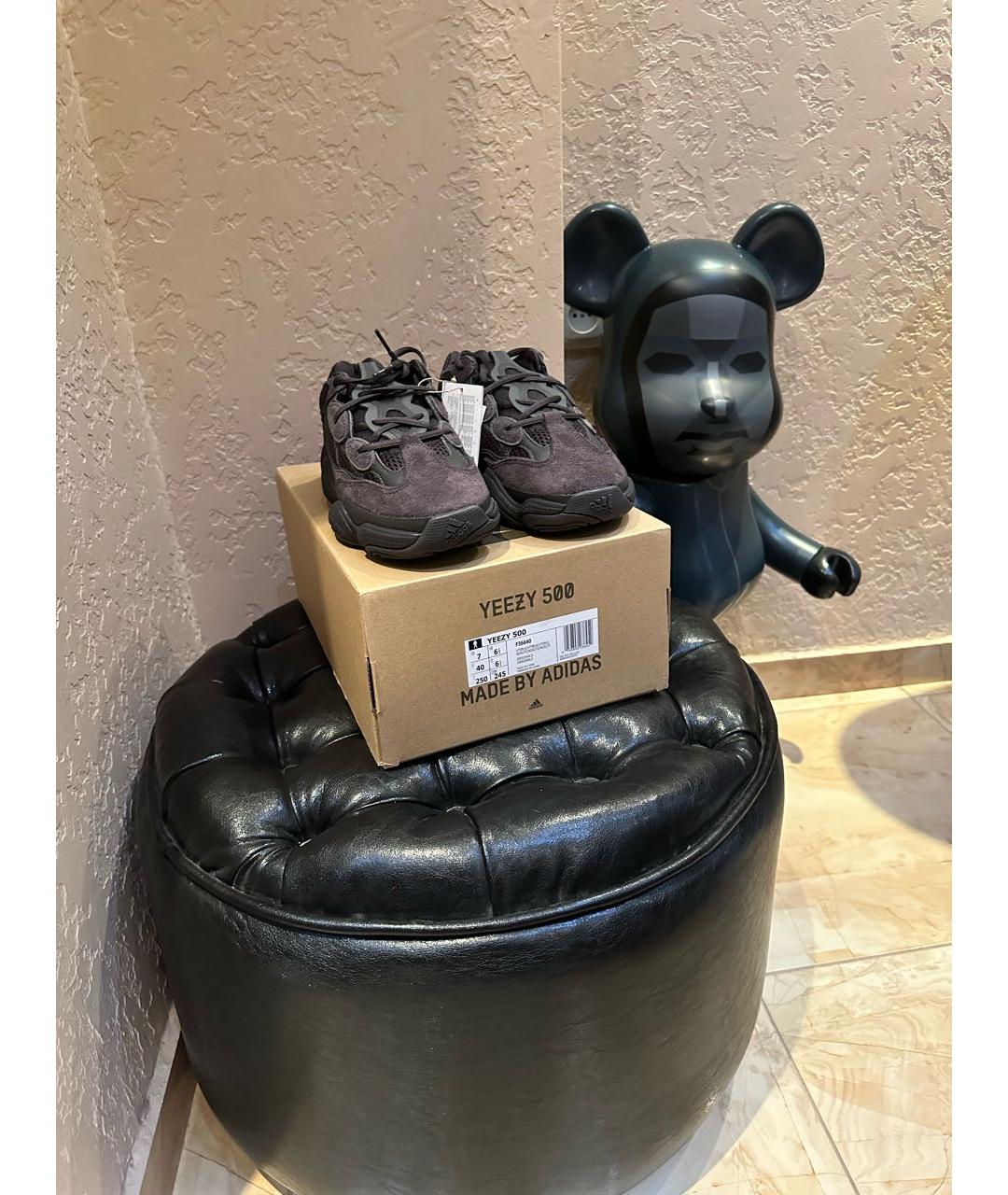 ADIDAS YEEZY Антрацитовые замшевые кроссовки, фото 3