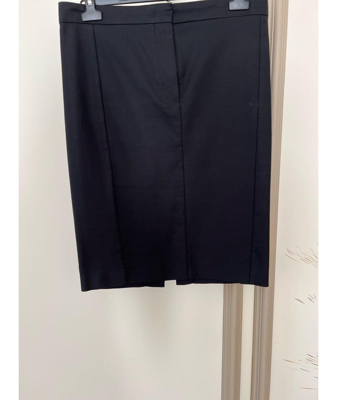 SPORTMAX Черная хлопко-эластановая юбка миди, фото 4