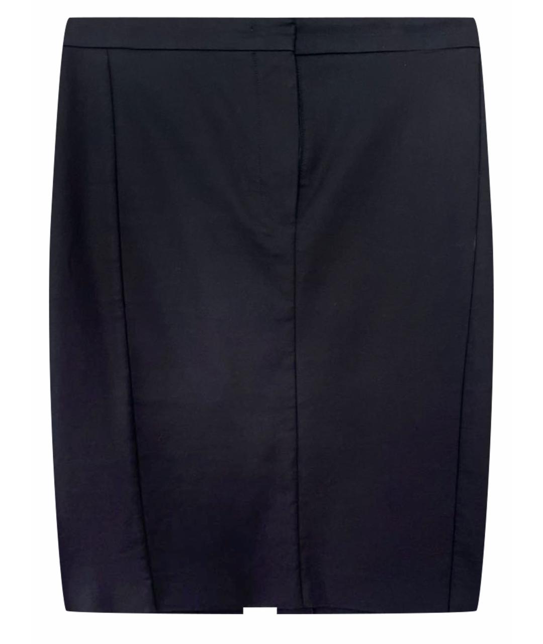 SPORTMAX Черная хлопко-эластановая юбка миди, фото 1