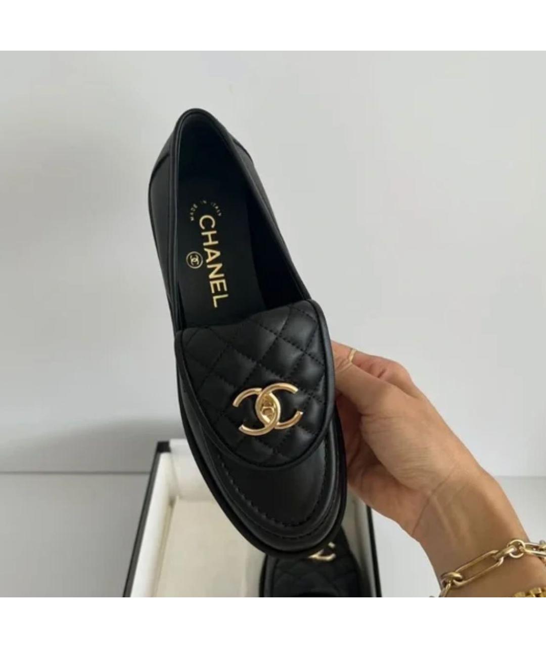 CHANEL Черные кожаные лоферы, фото 5