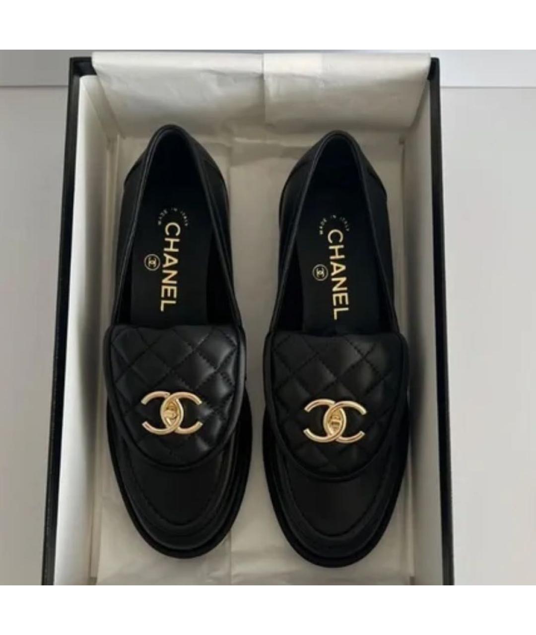 CHANEL Черные кожаные лоферы, фото 3