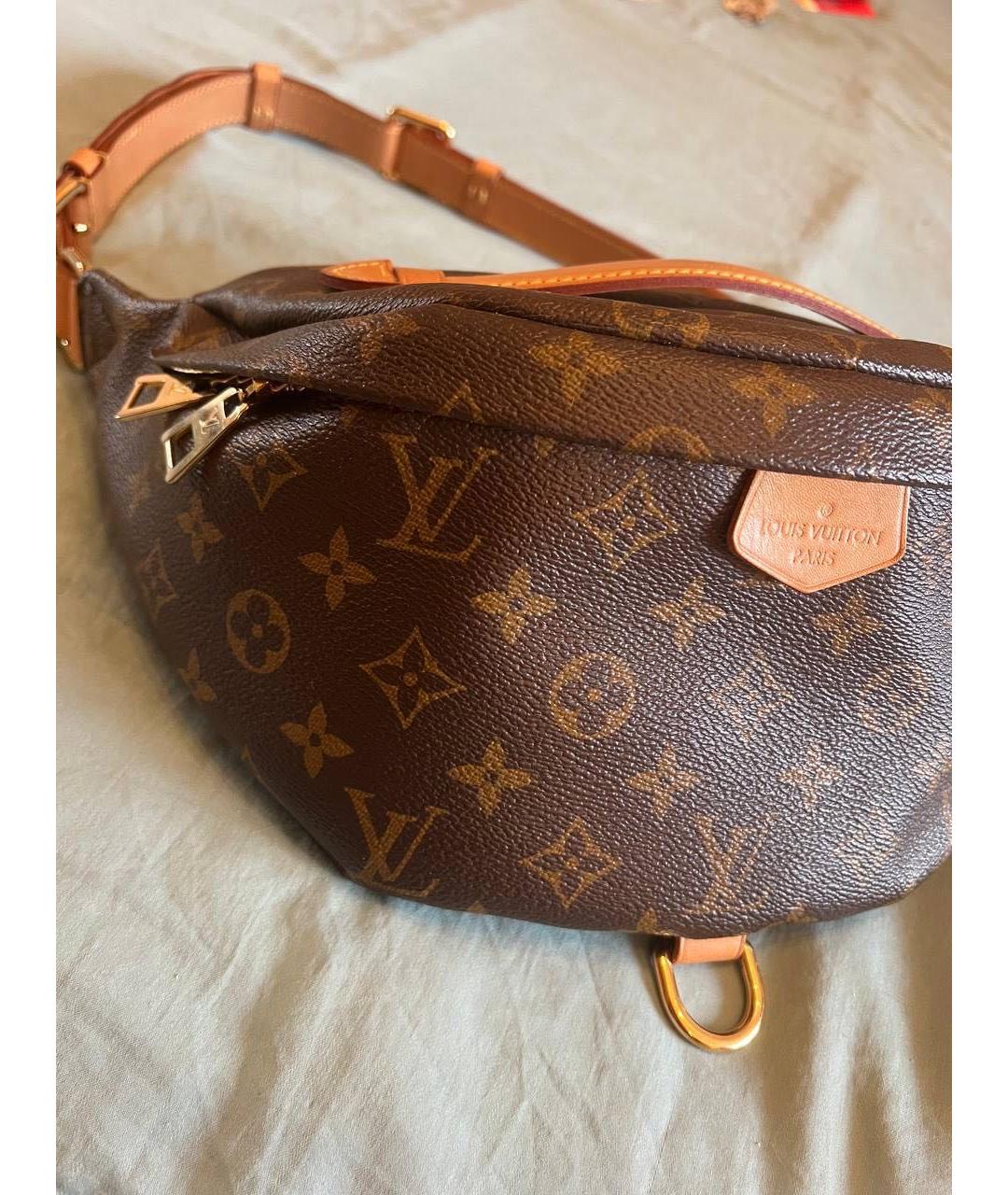 LOUIS VUITTON Коричневая кожаная поясная сумка, фото 2