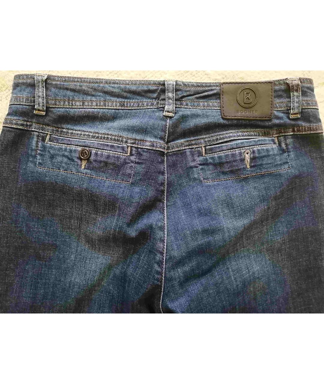 BOGNER Синие хлопко-эластановые прямые джинсы, фото 7