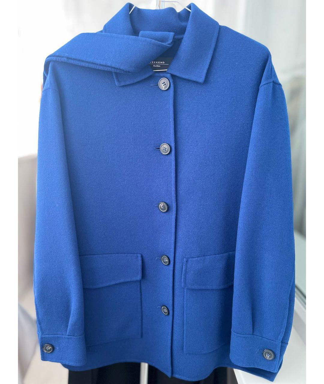 WEEKEND MAX MARA Синее кашемировое пальто, фото 4