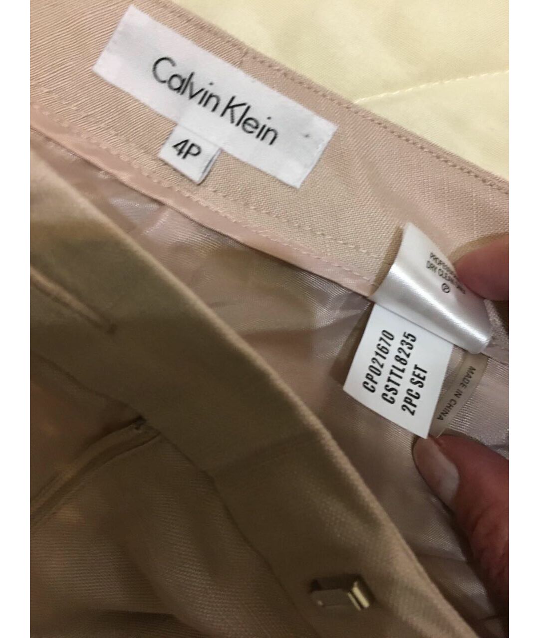 CALVIN KLEIN Розовые льняные прямые брюки, фото 6