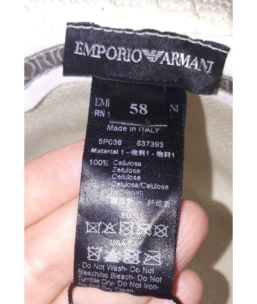 EMPORIO ARMANI Белая соломенная шляпа, фото 8