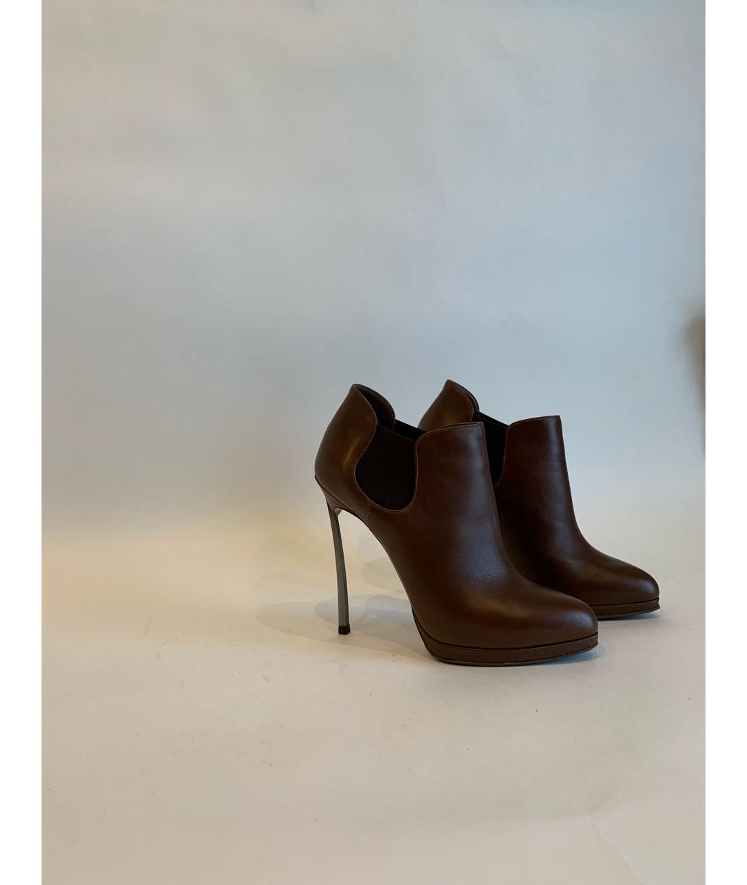 CASADEI Коричневые кожаные ботильоны, фото 5