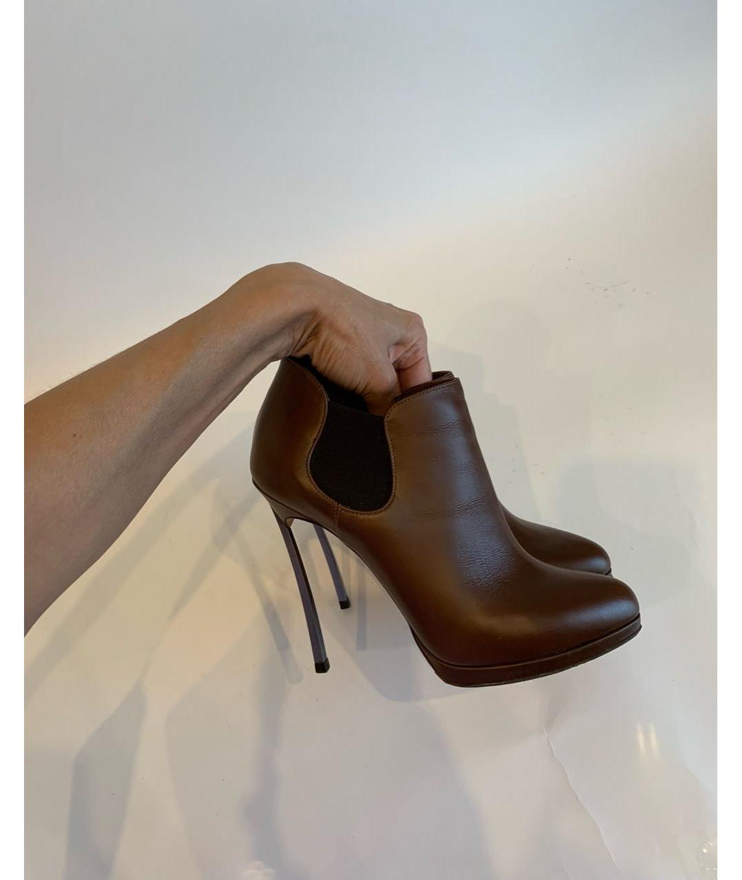CASADEI Коричневые кожаные ботильоны, фото 6
