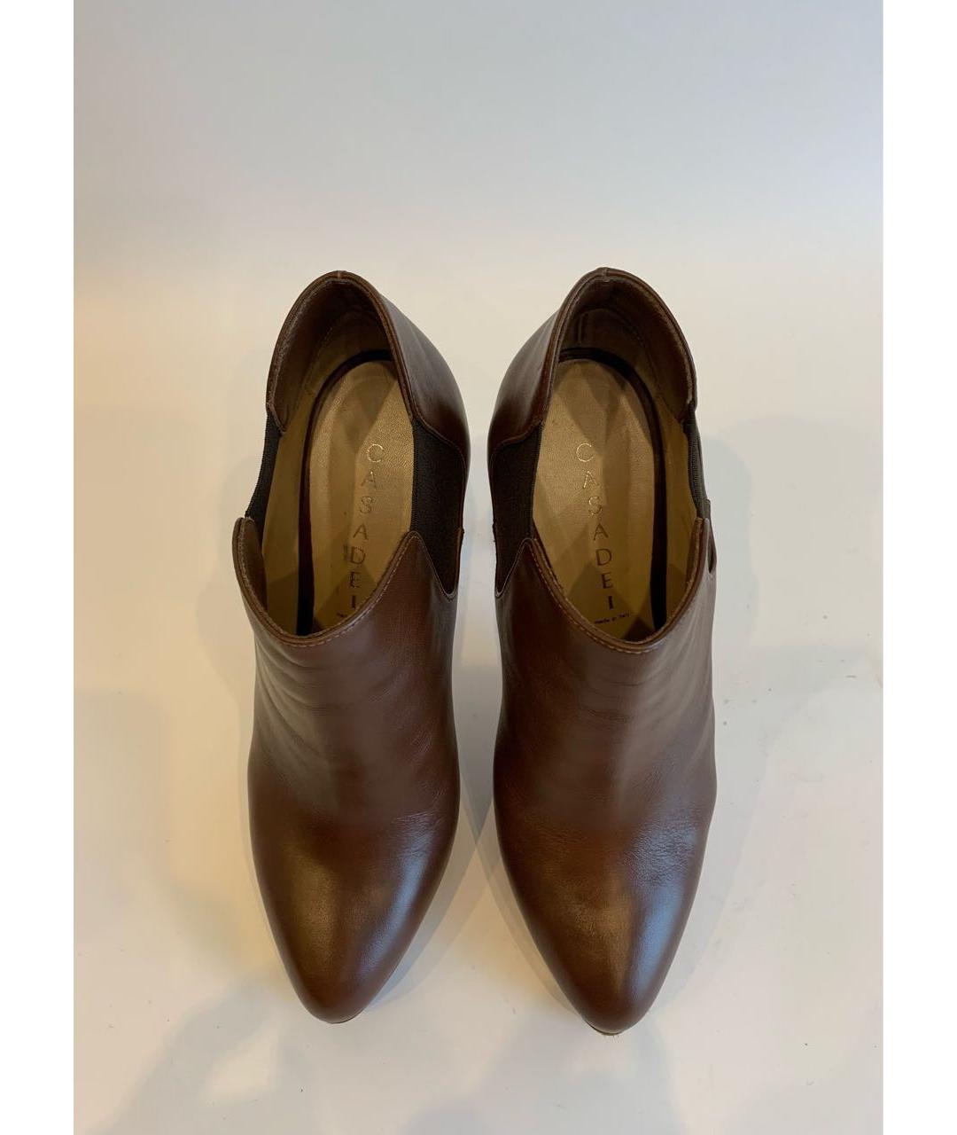 CASADEI Коричневые кожаные ботильоны, фото 3