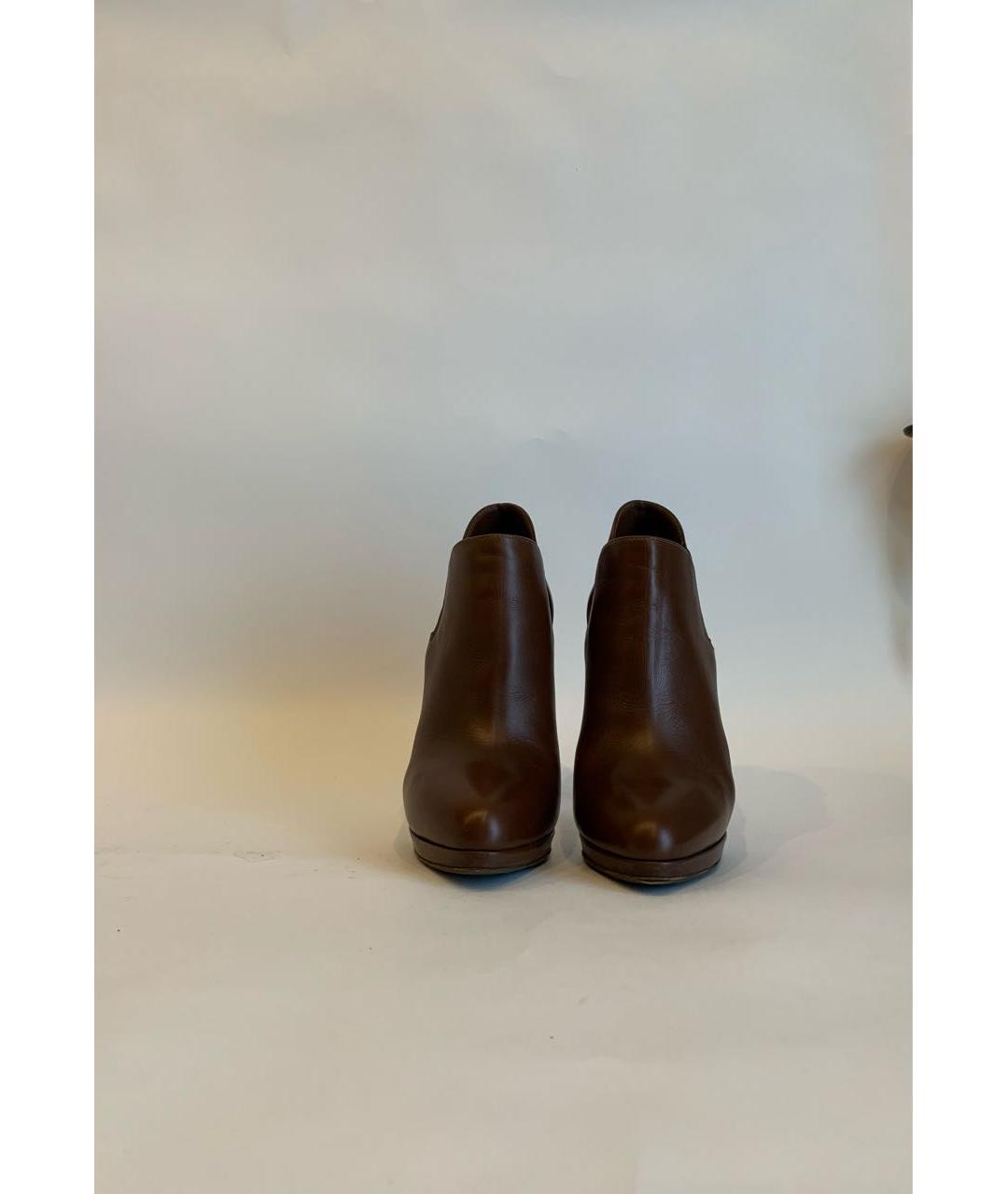 CASADEI Коричневые кожаные ботильоны, фото 2