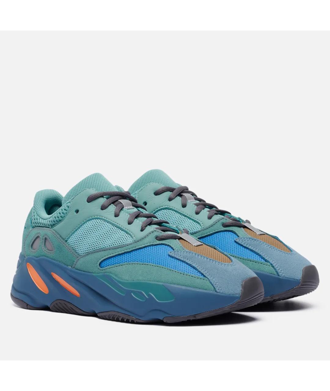 ADIDAS YEEZY Бирюзовые замшевые низкие кроссовки / кеды, фото 2