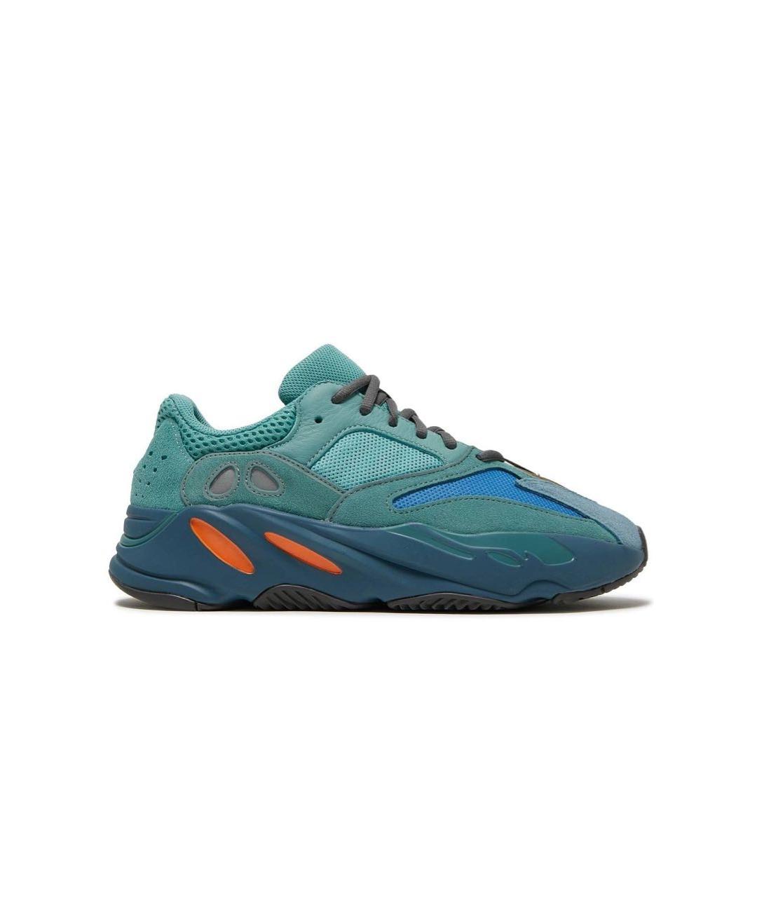 ADIDAS YEEZY Бирюзовые замшевые низкие кроссовки / кеды, фото 5