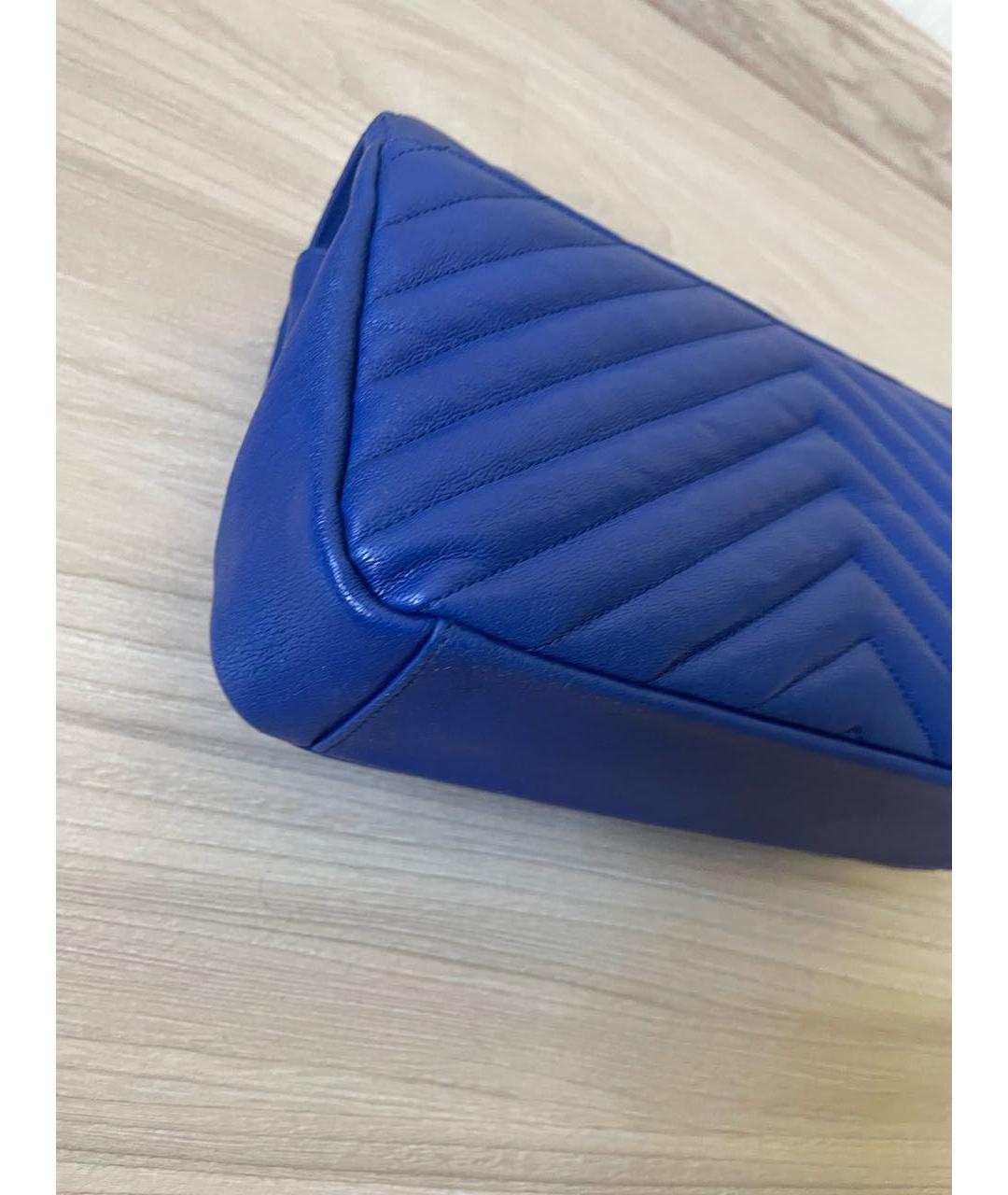 SAINT LAURENT Синяя кожаная сумка с короткими ручками, фото 4