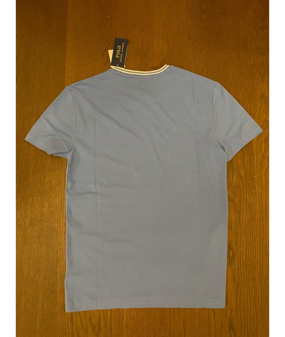 POLO RALPH LAUREN Голубая хлопковая футболка, фото 4