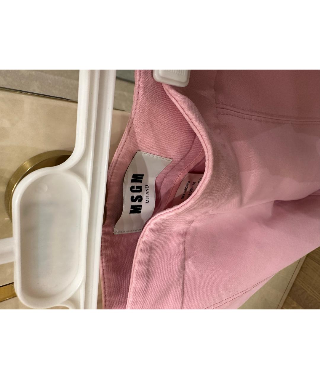 MSGM Розовые хлопковые брюки узкие, фото 4