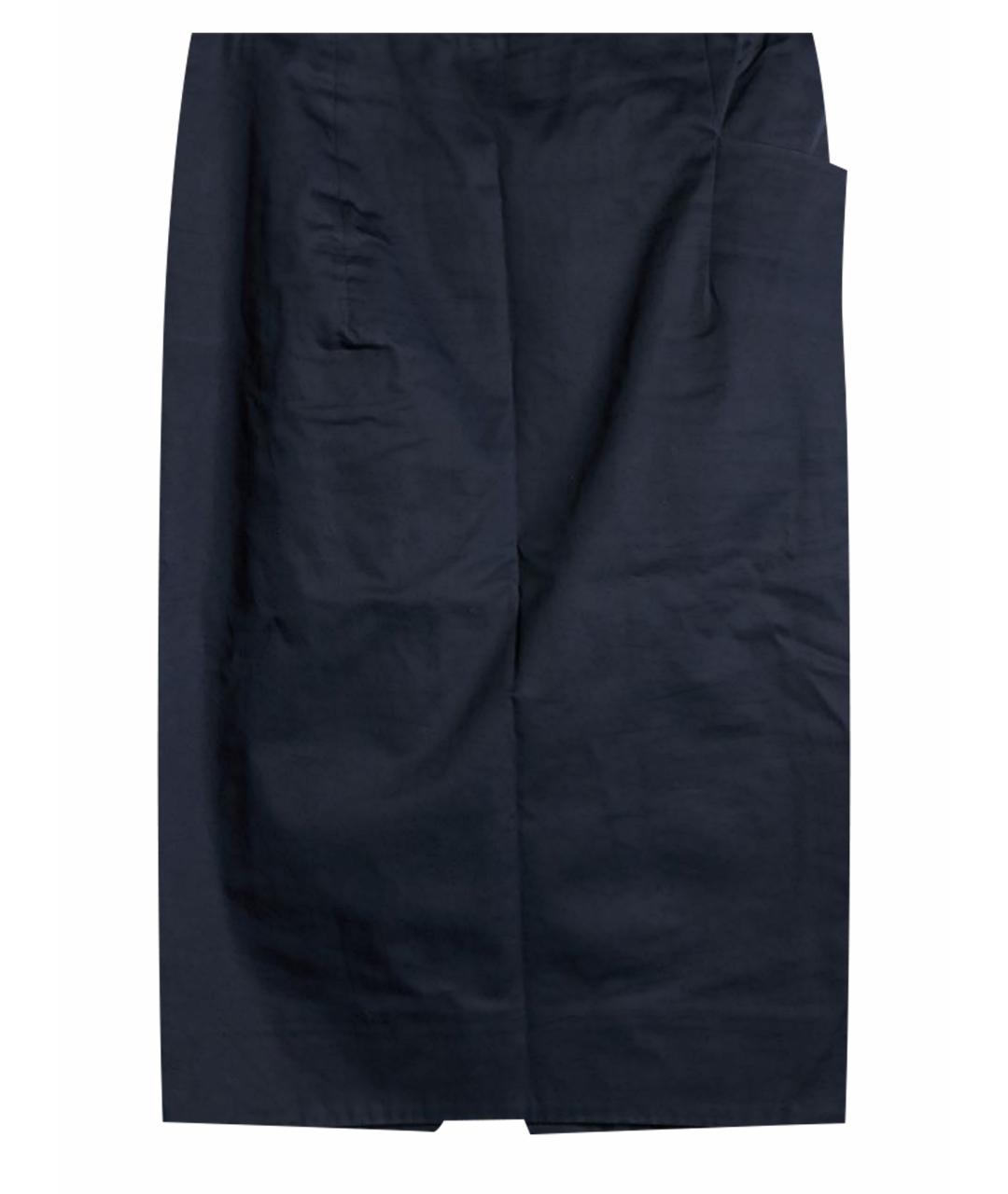 JIL SANDER Темно-синяя хлопковая юбка миди, фото 1
