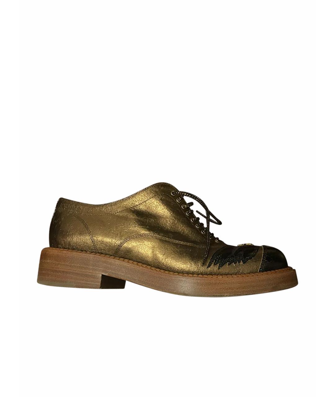 CHANEL PRE-OWNED Золотые кожаные брогги и оксфорды, фото 1