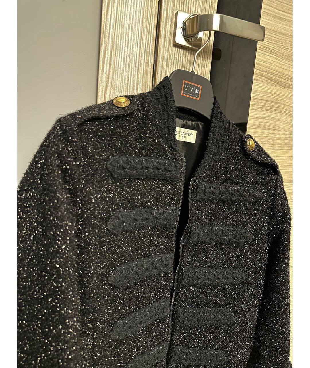 SAINT LAURENT Черный твидовый жакет/пиджак, фото 4