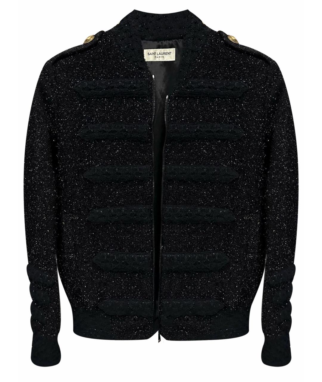 SAINT LAURENT Черный твидовый жакет/пиджак, фото 1