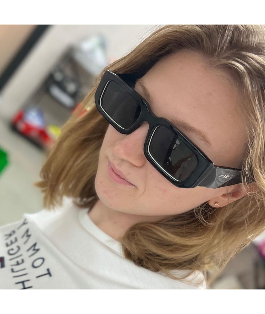 PRADA Черные пластиковые солнцезащитные очки, фото 8