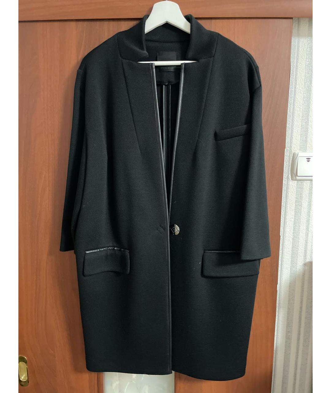 PINKO Черное шерстяное пальто, фото 5