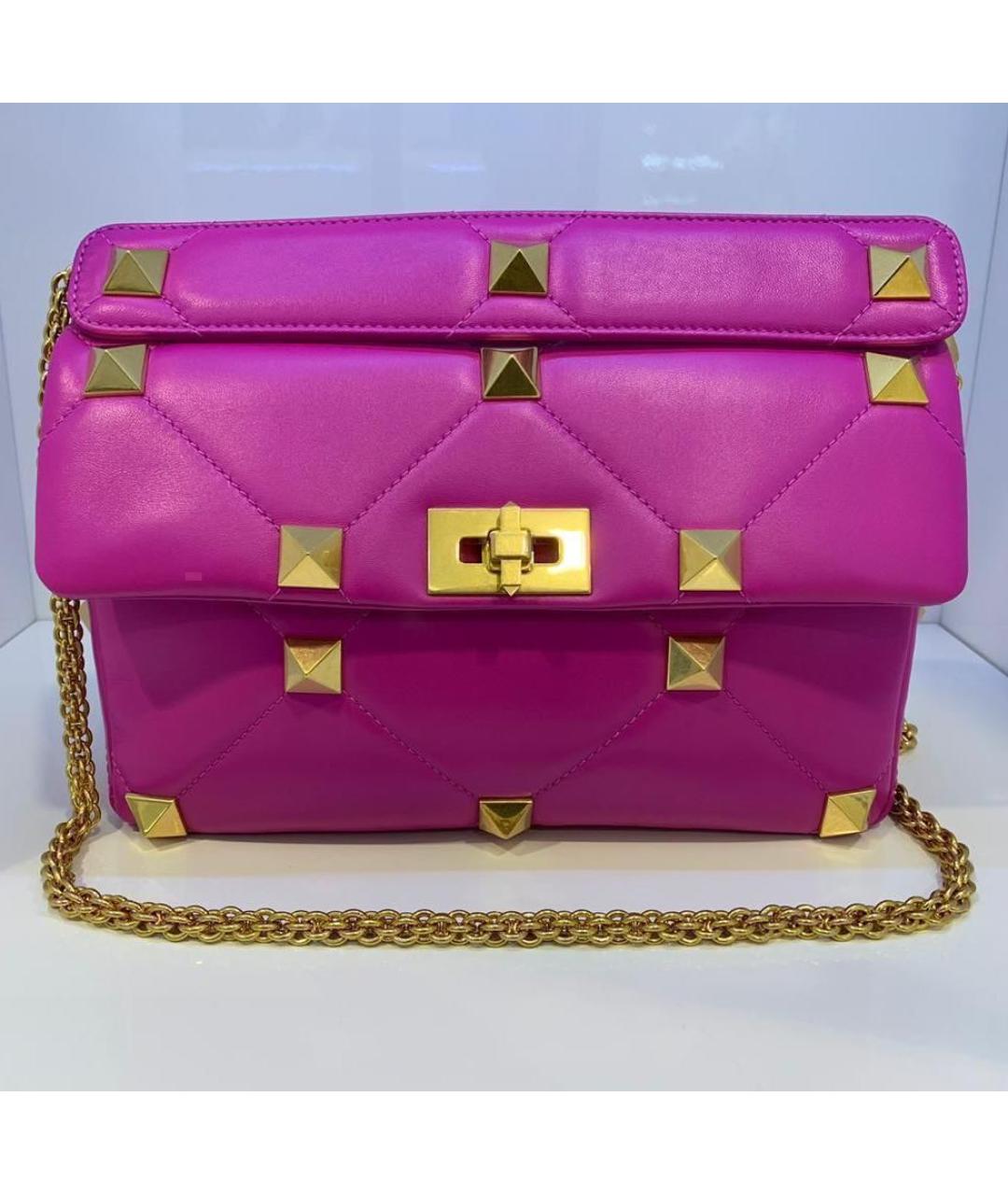 VALENTINO Розовая кожаная сумка через плечо, фото 2