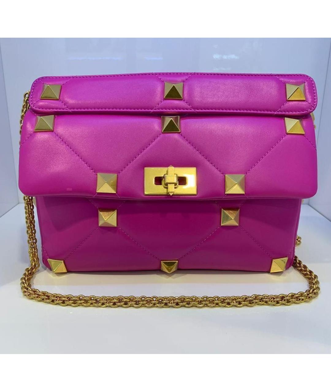 VALENTINO Розовая кожаная сумка через плечо, фото 3