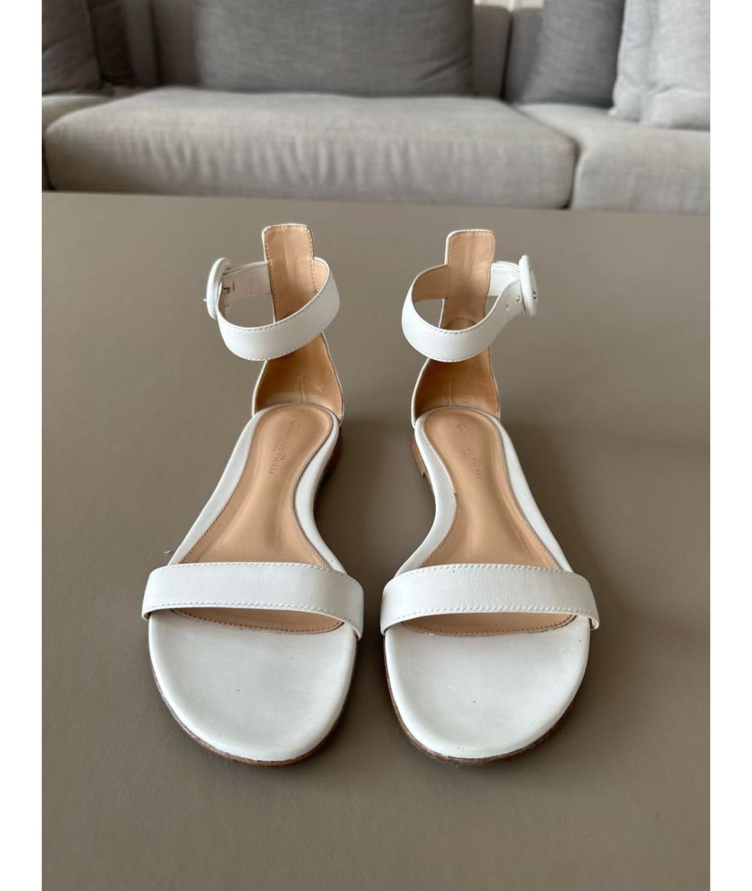 GIANVITO ROSSI Белые кожаные сандалии, фото 2