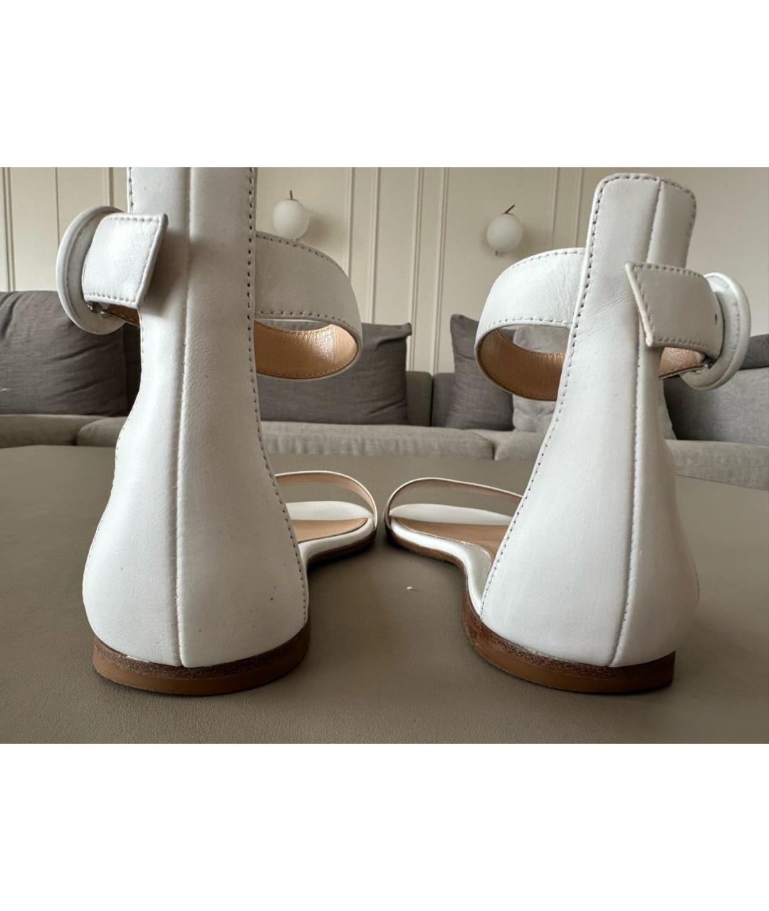 GIANVITO ROSSI Белые кожаные сандалии, фото 4