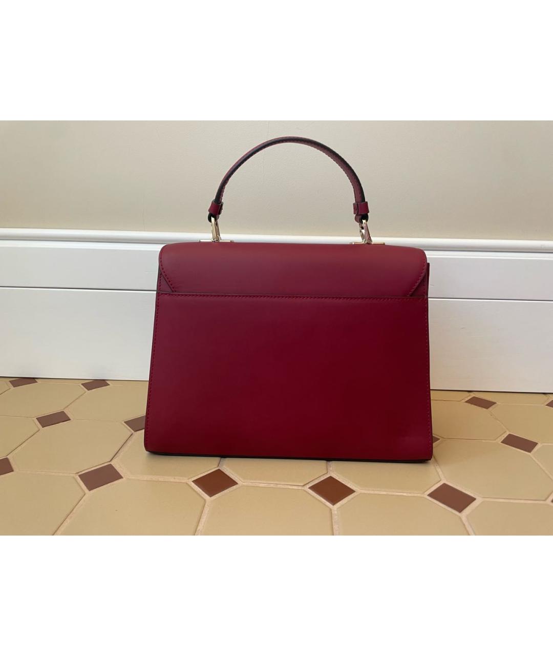 FURLA Бордовая кожаная сумка с короткими ручками, фото 3
