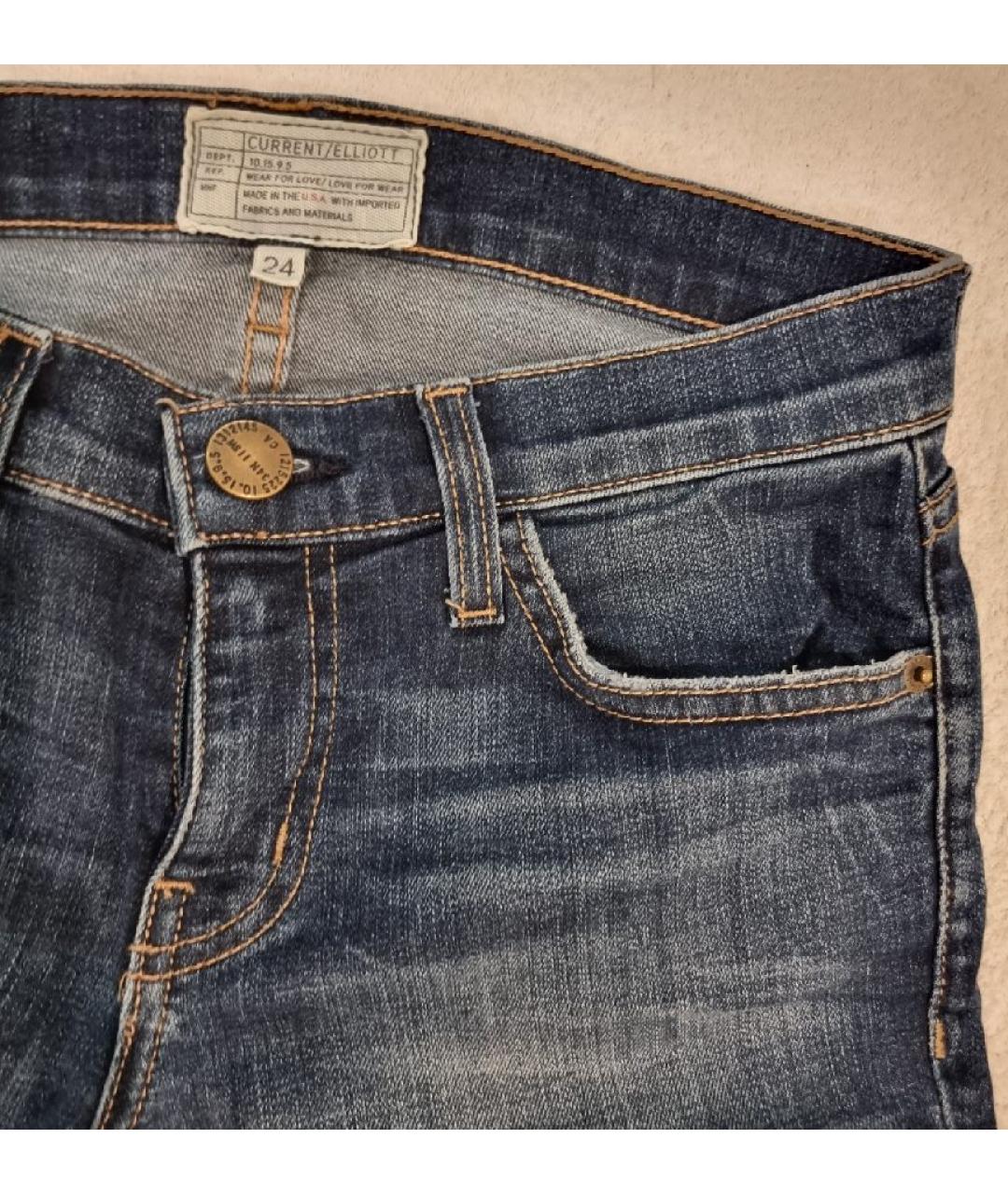 CURRENT/ELLIOTT Синие хлопко-полиэстеровые джинсы слим, фото 4