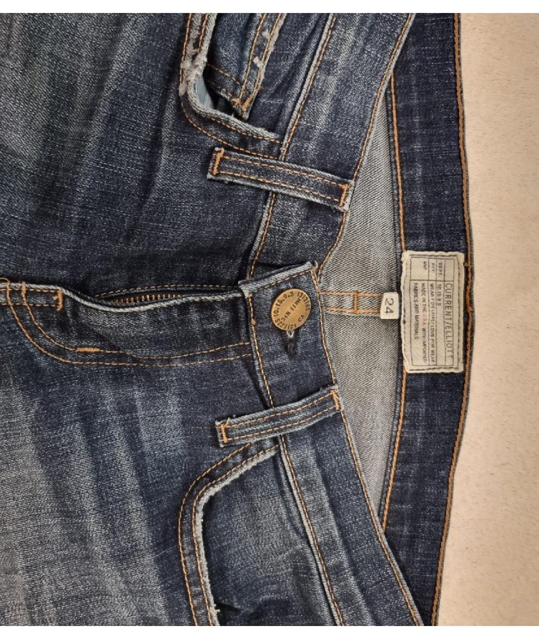 CURRENT/ELLIOTT Синие хлопко-полиэстеровые джинсы слим, фото 3