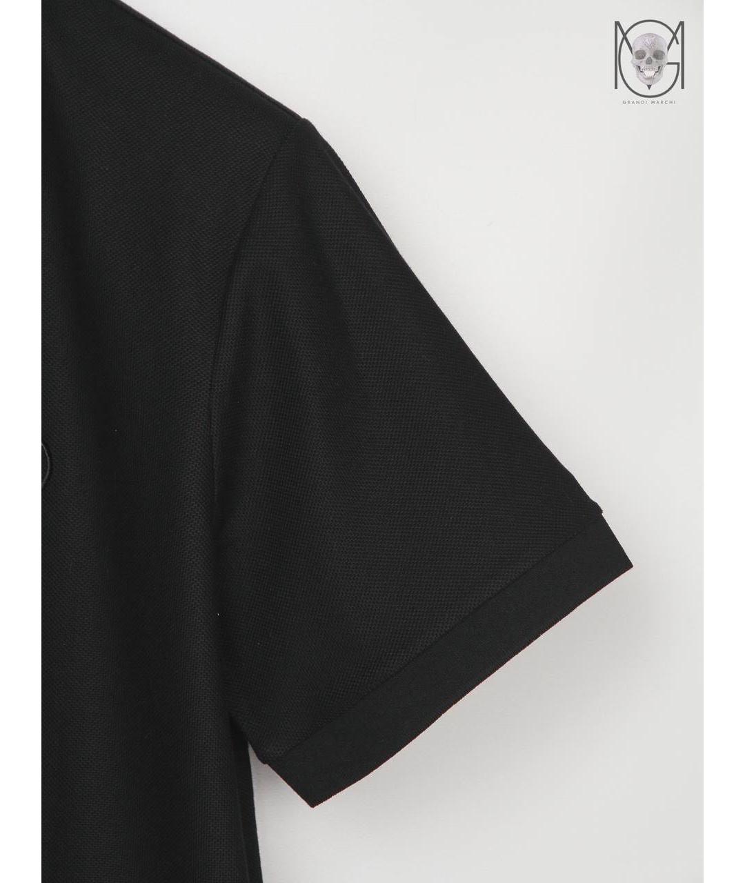 BURBERRY Черное хлопко-эластановое поло с коротким рукавом, фото 4