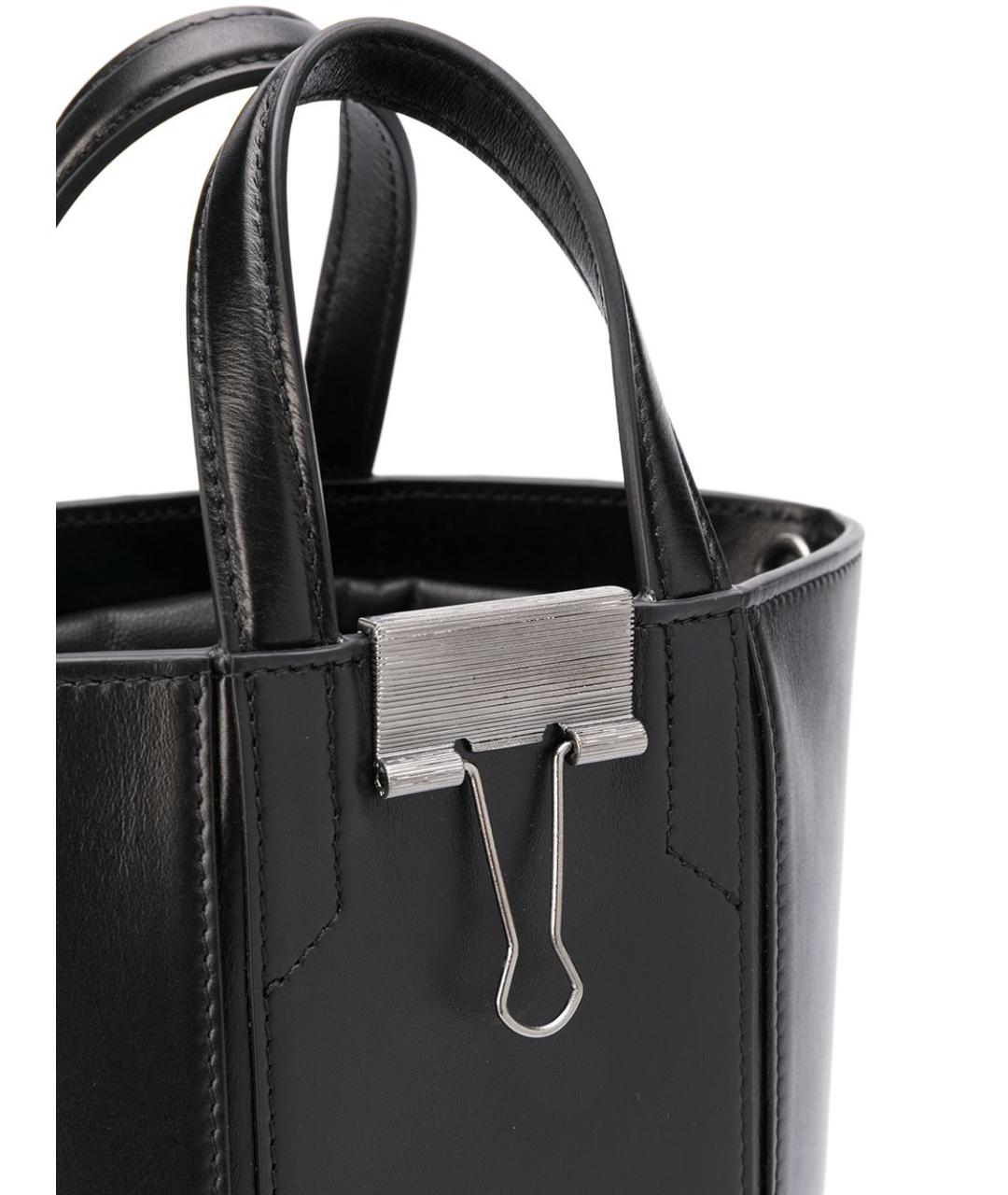 OFF-WHITE Черная кожаная сумка с короткими ручками, фото 3