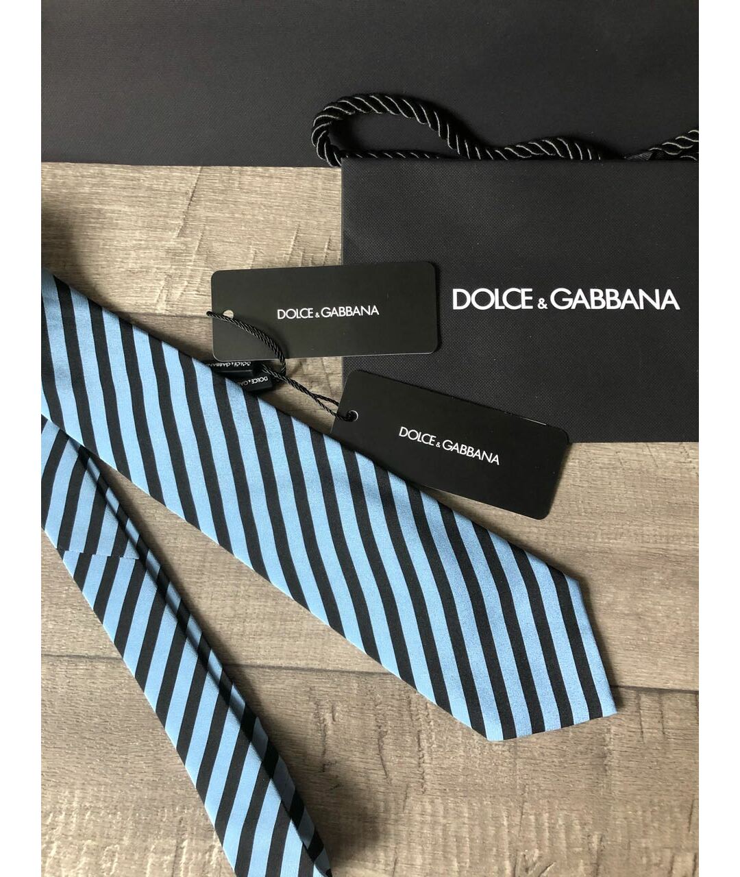 DOLCE&GABBANA Голубой шелковый галстук, фото 2