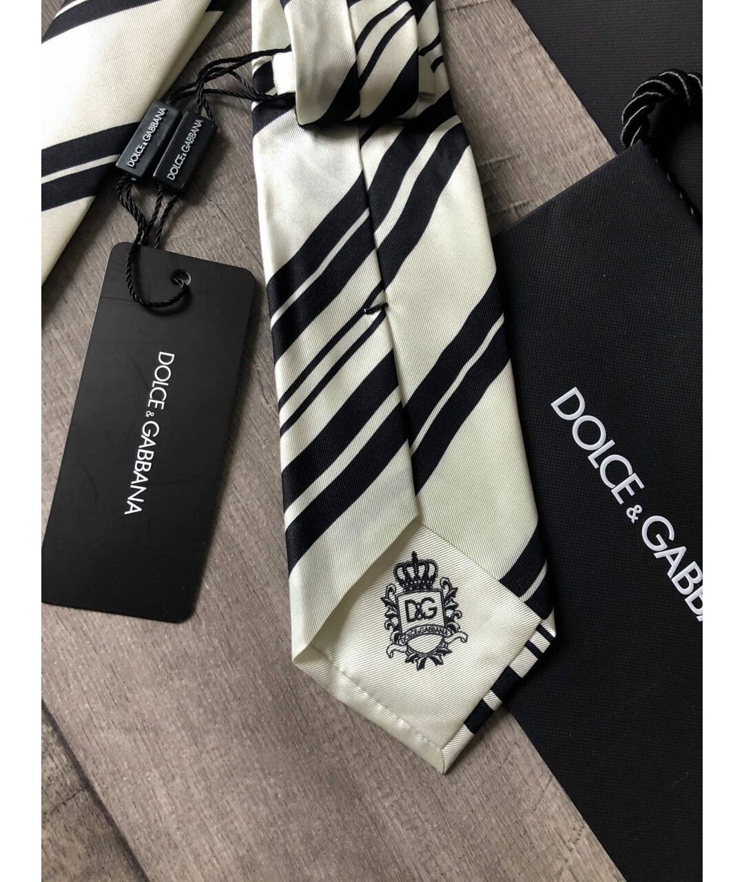 DOLCE&GABBANA Белый шелковый галстук, фото 4