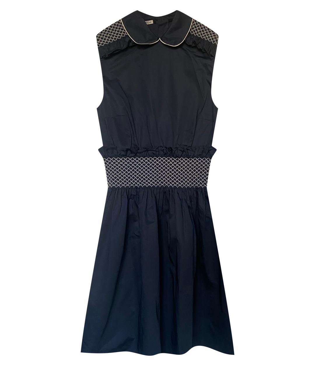 MIU MIU Темно-синее хлопковое коктейльное платье, фото 1