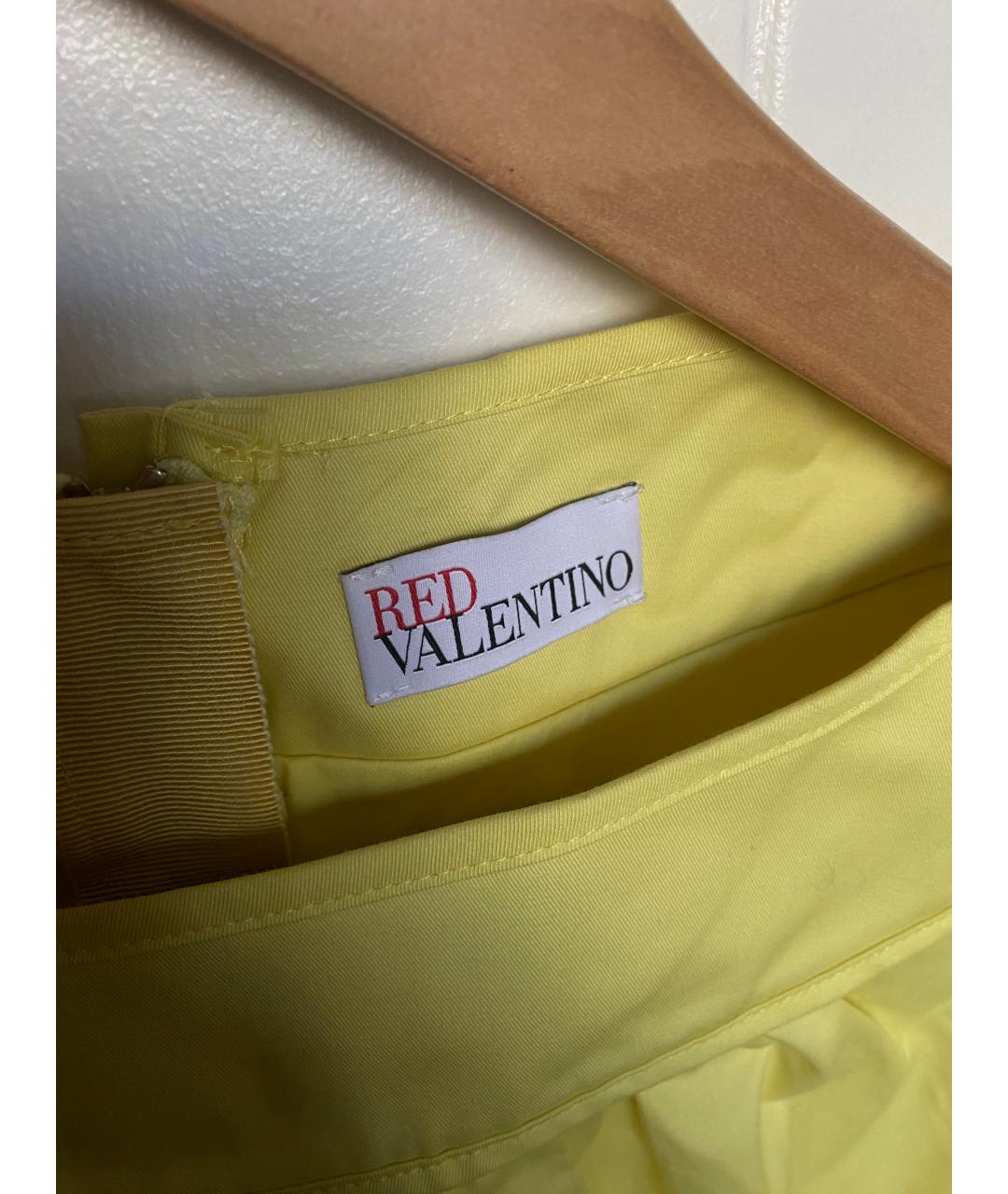 RED VALENTINO Желтое хлопковое коктейльное платье, фото 3