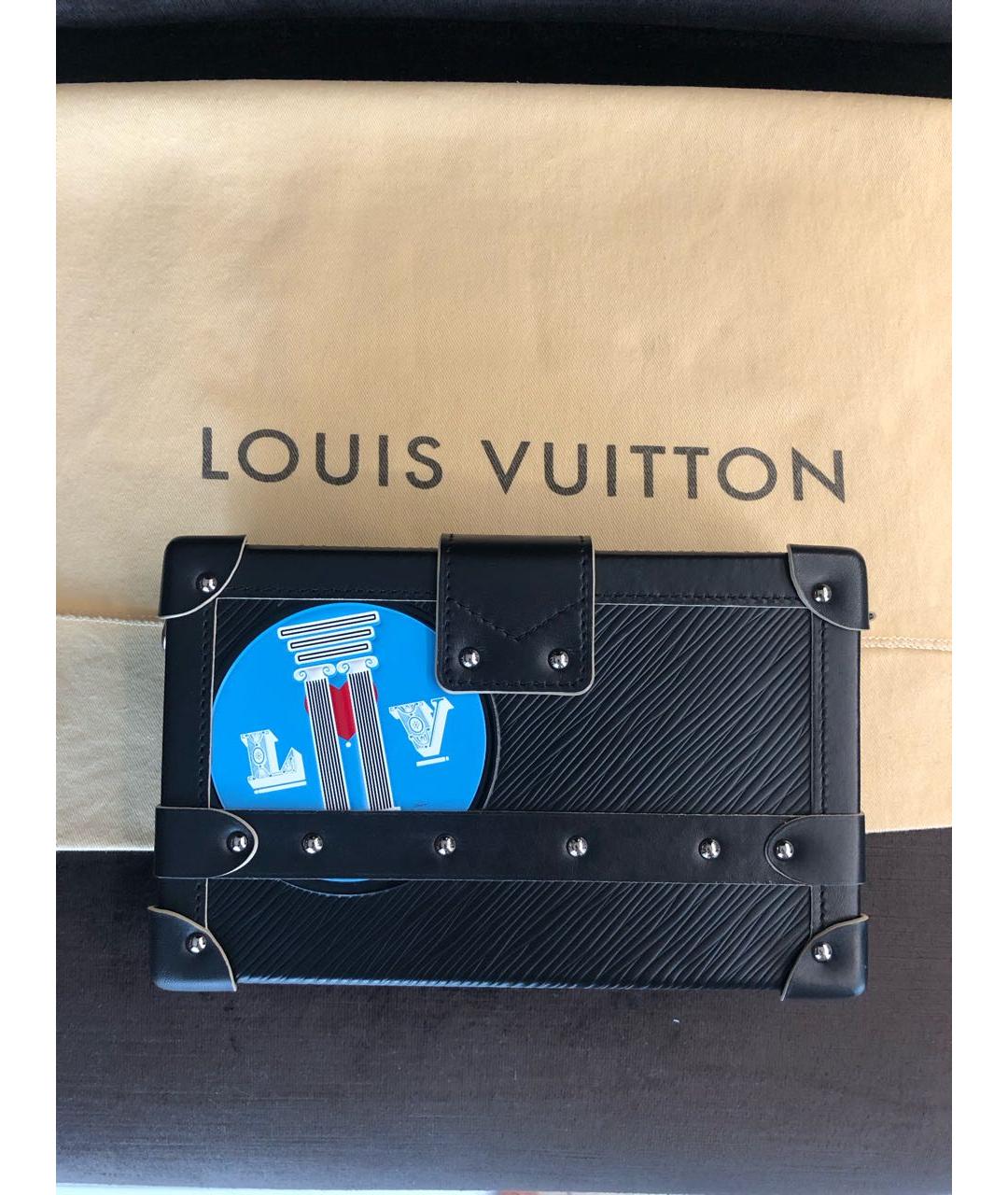 LOUIS VUITTON Черная кожаная сумка с короткими ручками, фото 3