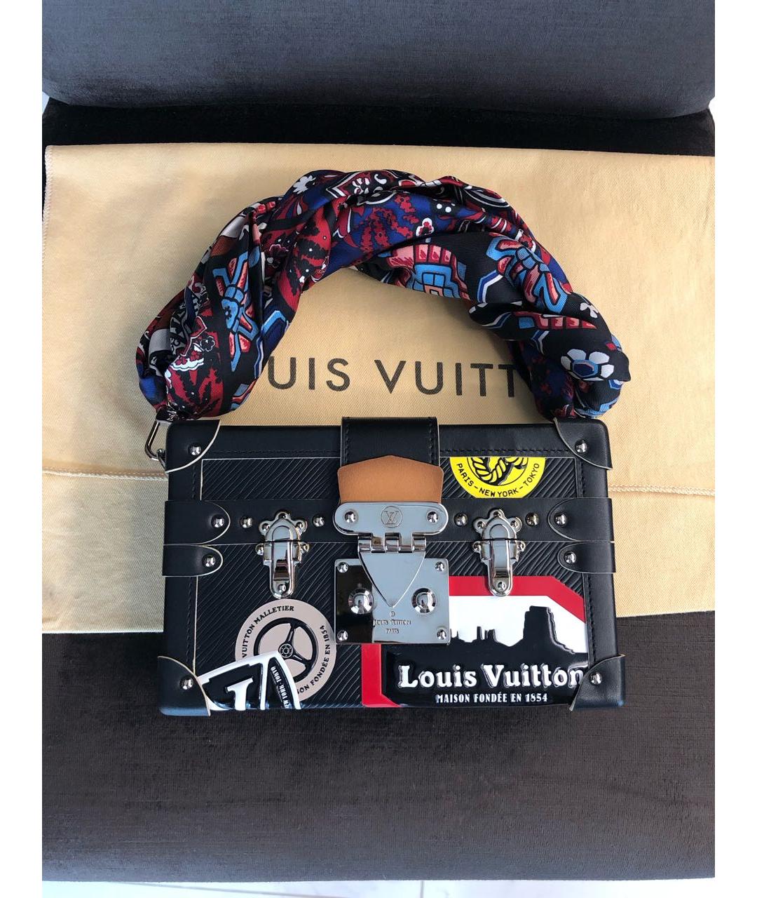 LOUIS VUITTON Черная кожаная сумка с короткими ручками, фото 8