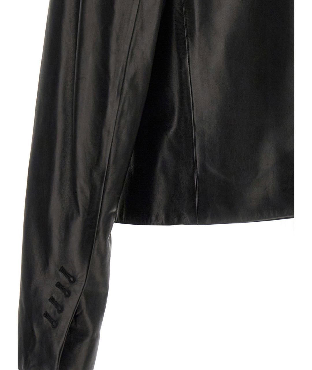 SALVATORE FERRAGAMO Черный кожаный пиджак, фото 4
