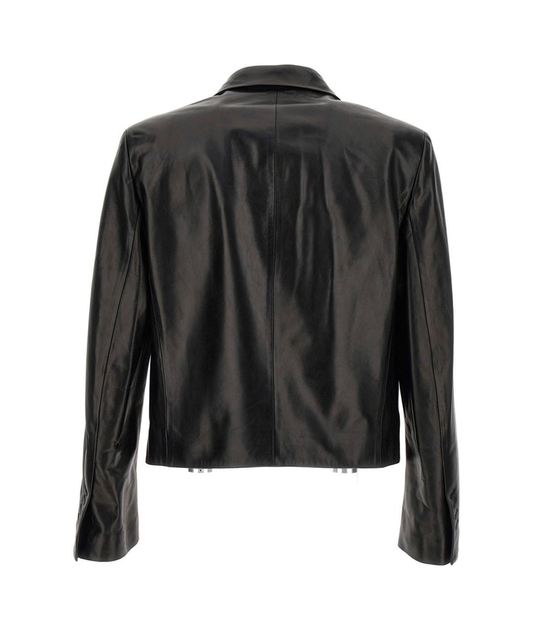 SALVATORE FERRAGAMO Черный кожаный пиджак, фото 2